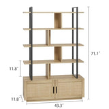 GAOMON 5-Tier Burlywood Industrial Bookshelf with Storage Cabinet and Open Display Shelves GAOMON