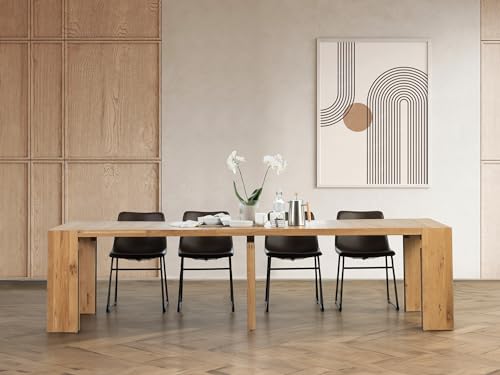 Transformer Table - Solid Wood Extendable Dining Table, Seats 2-12, Expandable Dining Room Table, Space-Saving Furniture, Expandable Dining Furniture, Natural (Table Only) Transformer Table