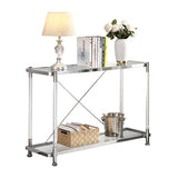 WAQINBR Silver Narrow Console Table Sofa Table for Living Room, Entryway Table with Storage, Acrylic Sofa Table Narrow Long with Tempered Glass Top, 43.3" W Rectangular Glass Table… WAQINBR