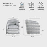 Lexicon Swivel Accent Chair, Fabric Barrel Chair with Solid Wood Frame and Metal Base, Upholstered Arm Chair, Swivel Sofa Chair Modern Reading Chair for Living Room/Office/Apartment, Multi-Color Lexicon