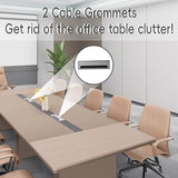 SNKBOAT Conference Table for 12 People, 141.73 in Long Business Tables, Large Rectangle Meeting Seminar Table, Training Table with Thickened Top,2Two Grommets, for Home Office, Studio, Business SNKBOAT