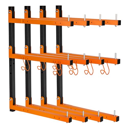 DIYTUNINGS Folding Lumber Rack Wall Mount Orange 720 lb Durable Garage Wood Organizer Wooden Shelf Workshop Storage Metal Bracket Racks for Outdoor Indoor Wall Shelving 4 PACK - WoodArtSupply