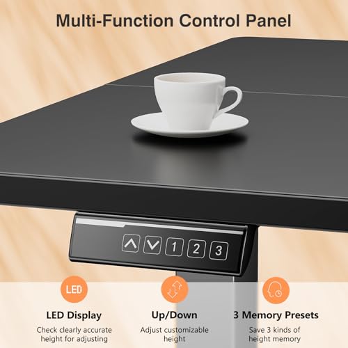 NEWBULIG 55x24 Inch Electric Standing Desk Height Adjustable, Sit Stand Computer Workstations Rising Lift PC Table Ergonomic Riser for Home Office Gaming Writing Student, Black NEWBULIG