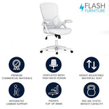 Flash Furniture Porter High-Back Swivel Office Chair with Adjustable Lumbar Support and Height, Ergonomic Mesh Desk Chair with Flip-Up Armrests, White Flash Furniture