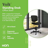 HON Volt Standing Desk Chair, Leather Office Chair with Foot Rest, Armless Drafting Stool, Ergonomic Recline and Center Tilt, for Computers, Offices, Work, Black HON
