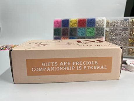 Lynnmos Clay Beads 8000 Pcs 2 Boxes Bracelet Making Kit - 24 Colors Polymer Clay Beads for Bracelet Making Set - Heishi Disc Beads for Jewelry Making kit with Charms and Gift Pack for Girls Lynnmos