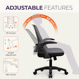 NEO CHAIR Office Desk Computer Gaming Ergonomic Chair with Lumbar Back Support Adjustable Height Swivel Wheels Flip-up Arms Mesh Chair for Home or Office (Black) NEO CHAIR