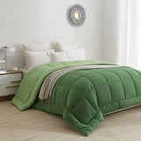 BedTreat Down Alternative Comforter Twin Duvet Insert with Corner Tabs, All Season Quilted Bed Comforter Box-Stitched Twin Comforter Olive Green and Grass Green，Machine Washable Microfiber Bedding BedTreat