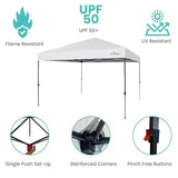 BTEXPERT 10x10ft 1-Person Setup Instant Pop Up Canopy Tent, One Touch Portable Commercial Shelter Outdoor Gazebo 1-Button Push Carrying Wheeled Bag for Home Party Deck Beach Wedding Camping Backyard BTEXPERT
