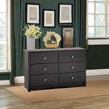 Prepac Sonoma Traditional 6-Drawer Dresser for Bedroom, Functional Dresser Chest of Drawers 17.5" D x 48" W x 29" H, Black, BDC-4829 Prepac