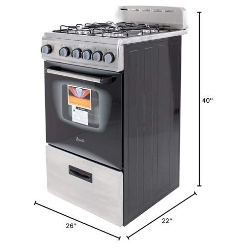 Avanti GR2013CSS Gas Range, 20, Black Avanti