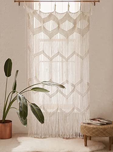 Flber Macrame Curtain Window Macrame Room Divider Doorway Curtain Boho Macrame Wall Hanging Living Room Bedroom Decor 42" W x 75" H Flber