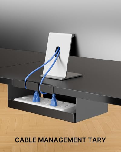 Marsail 63×55 in Electric Corner L-Shaped Standing Desk with 4-in 1 Electical Outlet, Computer Desk with Headphone Hook, Memory Sit Stand up Home Office Table, Ergonomic Gaming Table,Black Marsail
