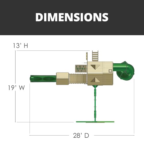 Gorilla Playsets 01-1037-AP Treasure Trove Treehouse Wood Swing Set with Tube Slide, Built-in Sandbox Area, and Clatter Bridge, Amber Gorilla Playsets