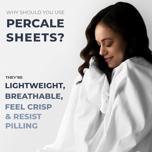 Sweave 100% Egyptian Cotton Percale Sheets Twin Size - Genuine Luxurious 400 Thread Count - Naturally Crisp, Breathable, Skin-Friendly & Cooling - Softer After Each Wash - Oeko-TEX Certified Giza Sweave