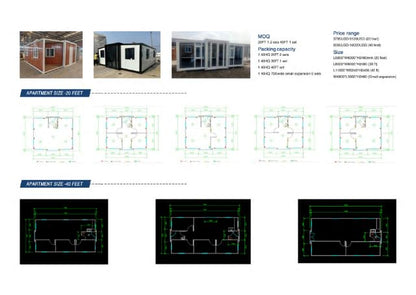 Tiny Expandable Prefab House to Live in 1 Bathroom, 4 Rooms & 1 Kitchen- Foldable House, Container Home, Portable House, Tiny House for Small Family, Modular Guest House – 19 x 20 FT (4 Bedrooms)