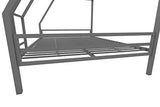 Novogratz Maxwell Metal Bunk Bed Frame for Kids and Teens, with Angled Ladder, High Guardrail and Metal Slats, No Boxspring Required, Underbed Storage Space, Twin-Over-Full, Gray Novogratz