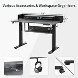 FEZIBO 48" Electric Standing Desk with Shelves, 48 x 24 Inch Sit Stand Rising Desk with Monitor Stand and Storage, Ergonomic Home Office Computer Desk, Rustic FEZIBO