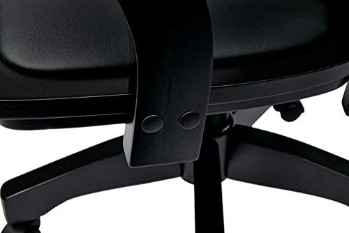 OSP Home Furnishings Deluxe Wood Banker's Desk Chair with Padded Seat, Adjustable Height and Locking Tilt, Black Finish and Black Vinyl Office Star Products