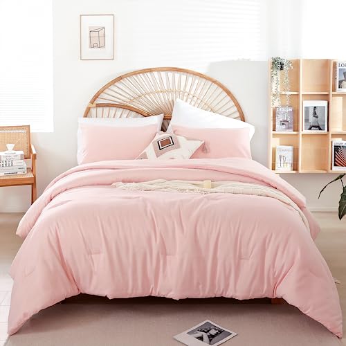weigelia Pink Comforter Full Size Set – Soft All-Season Bedding with 300GSM Fluffy Microfiber, Includes 2 Matching Pillowcases – Elegant Blush Pink Comforter for Girls, Teens, and Women weigelia