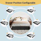 Allewie Full Size Metal Bed Frame with 2 Storage Drawers, Heavy-Duty Steel Frame with MDF Wood Panels, Flexible Drawer Placement, Easy Assembly, Noise-Free Support, Black Allewie