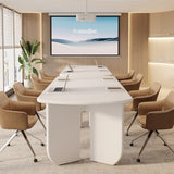 Tribesigns 5ft Conference Table for 4-6 People, 63" Large Meeting Table with Rounded Edges & Curved Base, Rectangle Conference Room Table, Modern Minimalist Workstation for Office, White Tribesigns