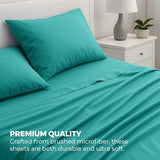 Pure Bedding Bed Sheets - King Sheet Set [4-Piece, Aqua] - Hotel Luxury 1800 Brushed Microfiber - Soft and Breathable - Deep Pocket Fitted Sheet, Flat Sheet, Pillow Cases Pure Bedding