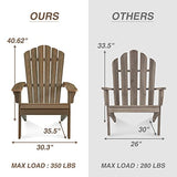 ACUEL Adirondack Chair Outdoor, Oversized Patio Chair Poly Lumber, Weather Resistant & Heavy Duty, Fire Pits Chair for Porch, Poolside, Lawn, Backyard and Garden, 350lbs Capacity (Light Brown) ACUEL