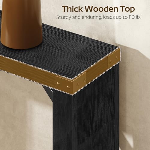 YATINEY Console Table, 63" Long Behind Couch Sofa Table, Entryway Table, Farmhouse Console Table for Narrow Spaces, Hallway, Living Room, Black CT30BB YATINEY