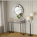 Wisfor Sintered Stone Entryway Table: White Console Table with Black Frame for Hallway - Long Narrow Table Behind Sofa, 39.4x11.8x30.9 inch Wisfor