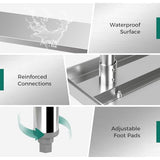 Toolsempire Stainless Steel Table, 60" x 24" Prep Table with Adjustable Under Shelf & 4 Galvanized Table Feet, Steel Table Kitchen Work Table for Toolsempire