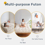 MAXYOYO 8" Futon Mattress Full Size, Ultra Thick Futons Sofa Couch Bed Tufted Sleeper Sofa Bed, Floor Mattress for Adults, Shredded Foam Filling (Frame Not Included), Beige MAXYOYO