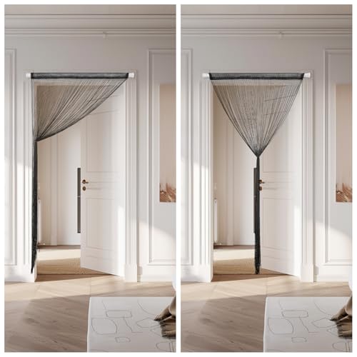 4 Pieces Glitter String Curtains Doorway Beads Curtains, 39 x 79 Inch Hanging Fringe Hippie Room Divider Door String Curtain Boho Doors Tassel for Doorways, Windows, Closet, Privacy Decor (Black) VavoStocks