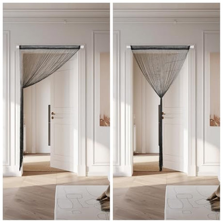 4 Pieces Glitter String Curtains Doorway Beads Curtains, 39 x 79 Inch Hanging Fringe Hippie Room Divider Door String Curtain Boho Doors Tassel for Doorways, Windows, Closet, Privacy Decor (Black) VavoStocks