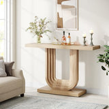Tribesigns Farmhouse Entryway Table, 39" Narrow Console Table with Geometric Base, Wood Skinny Sofa Table Behind Couch with Storage for Living Room, Hallway, Foyer, Entrance Tribesigns