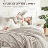 Litanika Deep Linen Grey Comforter Set Full Size, 3 Pieces Lightweight Solid Bedding Comforter Set, All Season Fluffy Bed Set (79x90In Comforter & 2 Pillowcases) Litanika