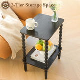 Fultyle Black Side Table, Small End Table with 2-Tier Shelf, Vintage Night Stand with Storage for Bedroom Living Room, Small Spaces (Black) Fultyle