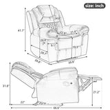 ERYE Manual Recliner Chair with LED Light Strip for Living Room, Bedroom, Manual Reclining Home Theater Seating Armchair, Faux Leather Tufted