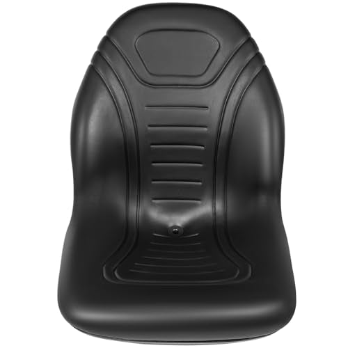 VEVOR Universal Lawn Tractor Seat Replacement, Compact High Back Mower Seat, Black Vinyl Forklift Seat, Central Drain Hole Skid Steer Seat with Mounting Bolt Patterns of 8" x 11.5" & 11.25" x 11.5" VEVOR