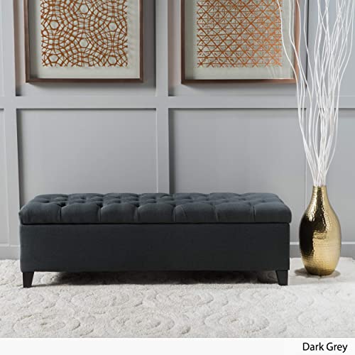 Christopher Knight Home Ottilie Fabric Storage Ottoman, Dark Grey Dimensions: 17.50”D x 51.00”W x 17.00”H Christopher Knight Home