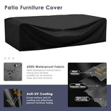 Amopatio 7 Pieces Patio Furniture Set, Outdoor Furniture Sectional Sofa Set with Slanted Back, Patio Couch with Glass Coffee Table for Backyard Dark Grey (1 Waterproof Cover) Amopatio