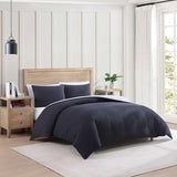 Tommy Hilfiger - Queen Comforter Set, Soft & Breathable Micro Piqué Cotton Bedding, Medium Weight Feel for Year Round Comfort, 3 Piece Bed Set with Matching Pillowcases (Navy) Tommy Hilfiger