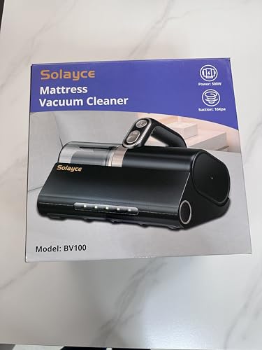 Solayce Bed Vacuum Cleaner, 16Kpa Suction 500W Powerful Double Cup Mattress Cleaner, Mattress Vacuum Cleaner with Dust Sensor, Ultrasonic & Heating Tech, HEPA Filter（Corded） Solayce