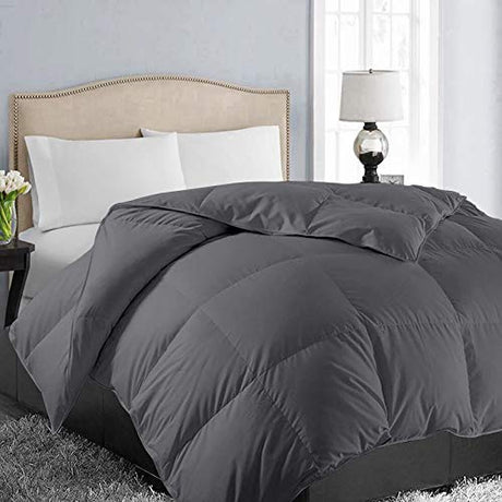 EASELAND Twin XL Down Alternative Comforter - Quilted Duvet Insert for All Seasons, Soft Lightweight with Corner Tabs, Summer Winter Warm Bedding, Dark Grey 68×92 Inches EASELAND