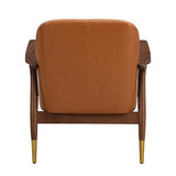 BTYJLEBE Office Accent Chair 29.2'' Mid-Century Faux Leather with Cushioned Seat, Solid Wood Frame, and Brass-Tipped Legs – Perfect for Living Room, Bedroom, or Office Lounge BTYJLEBE