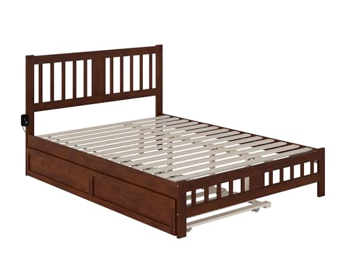 AFI, Tahoe Queen Platform Bed with Matching Footboard, Twin XL Trundle, Walnut AFI