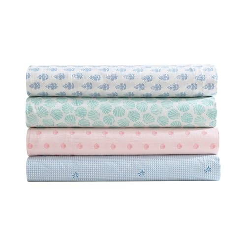 Laura Ashley - Queen Sheet Set, Crisp & Cool Sheets w/a Naturally Smooth Cotton Percale Feel, Deep Pocket, Bed Sheets with Matching Pillowcases & Fitted Sheet (Francesca Blue) Laura Ashley