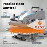 Eonvest 16x24 Manual 90° Swing Away Heat Press Machine with Slide Out Base, 2kw, High Pressure, Designed for Industrial, Small Business, or Home Use. (Grey and Blue, 16x24 Manual) Eonvest
