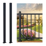CR Fence & Rail Handrail Post, 2pcs 38" Wrought Iron Black Metal Railing Post with Bracket, Metal Fence Post Kit Ideal for Deck Railing, Balcony Railing, Porch Railing, & Post for Wood Fencing CHR