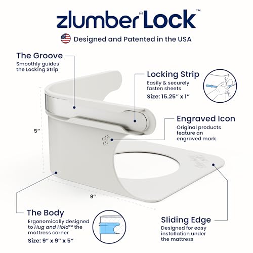 The Original USA Patented ZlumberLock – Secure Sheet Holder with Heavy-Duty Mattress Straps – No More Loose Bedding, Universal Fit, Easy One-Time Installation Zlumber